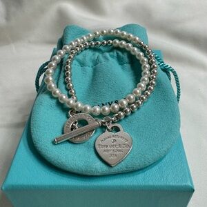 Return to Tiffany® Wrap Bead Bracelet
in Silver with Pearls and a Diamond